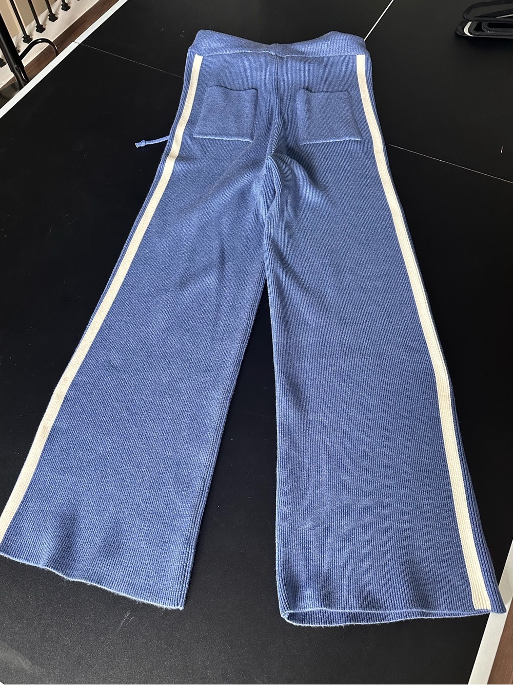 Maeve High Rise Knit Flare Pants with White Side Stripes - Picture 5 of 7